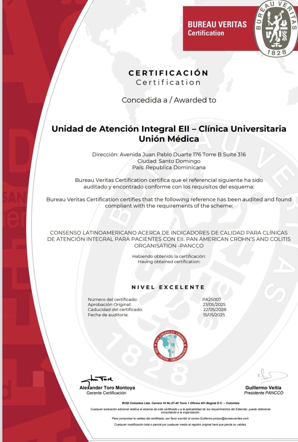 Certificación PANCCO Bureau Veritas